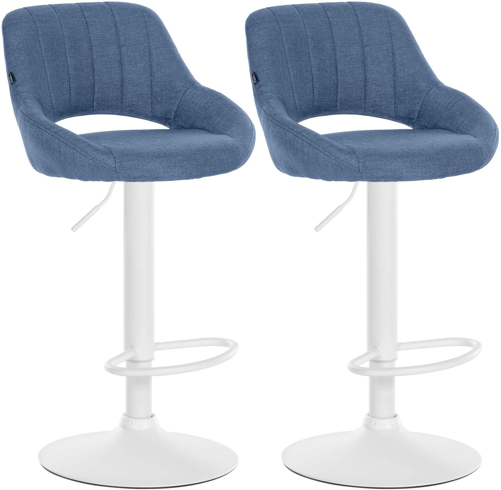 2-delige set Barkrukken - Barstoelen - In Hoogte Verstelbaar met 360° Draaifunctie Kleur blauw Materiaal onderstel Metaal mat wit