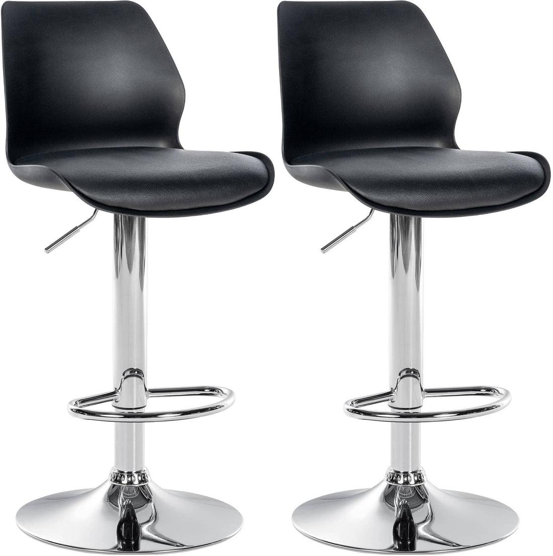 Set van 2 Moderne Barkrukken - Barstoelen - Verstelbare Hoogte & 360° Draaibaar Kleur zwart