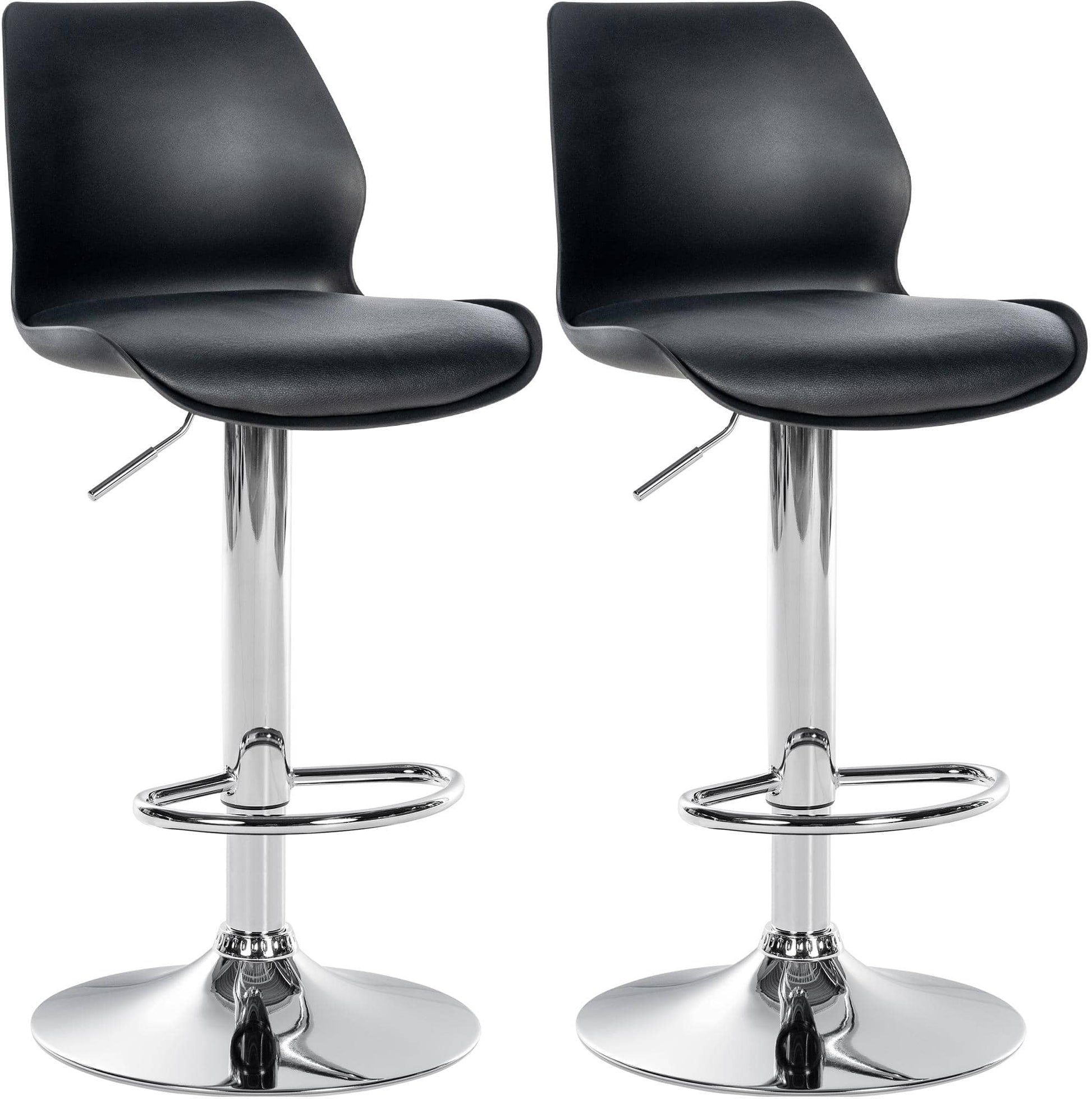 Set van 2 Moderne Barkrukken - Barstoelen - Verstelbare Hoogte & 360° Draaibaar Kleur zwart