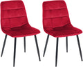 2-delige set Eetkamerstoelen - Keukenstoelen - Onderhoudsvriendelijk ontwerp Kleur rood Materiaal zacht