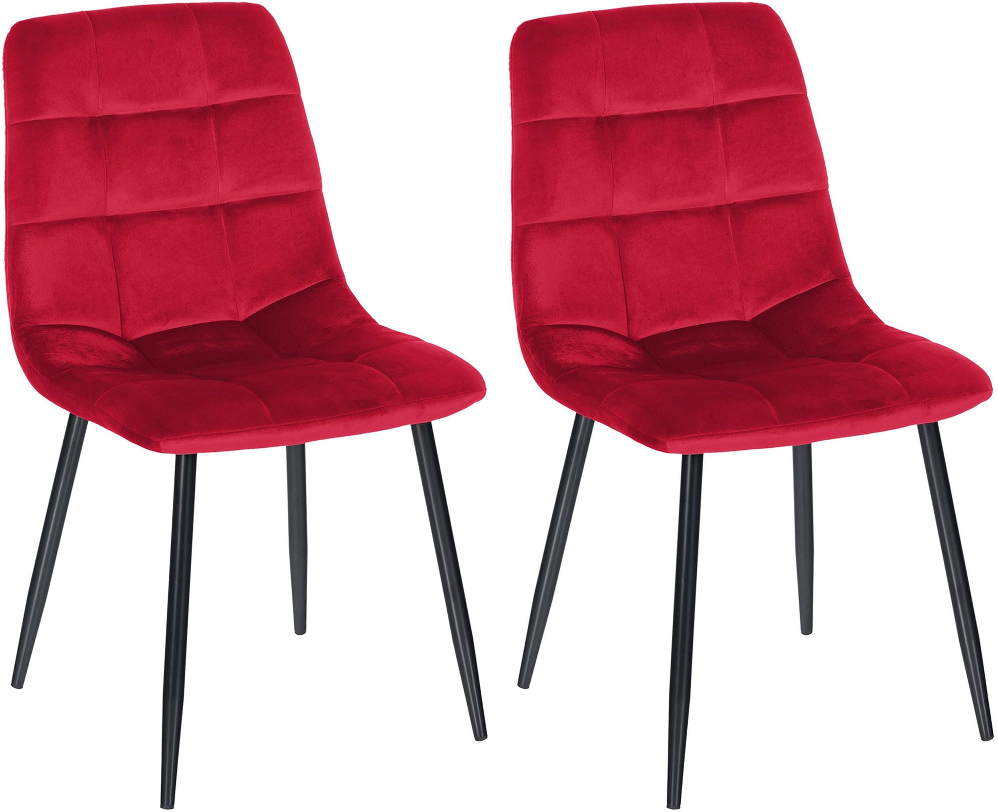2-delige set Eetkamerstoelen - Keukenstoelen - Onderhoudsvriendelijk ontwerp Kleur rood Materiaal zacht