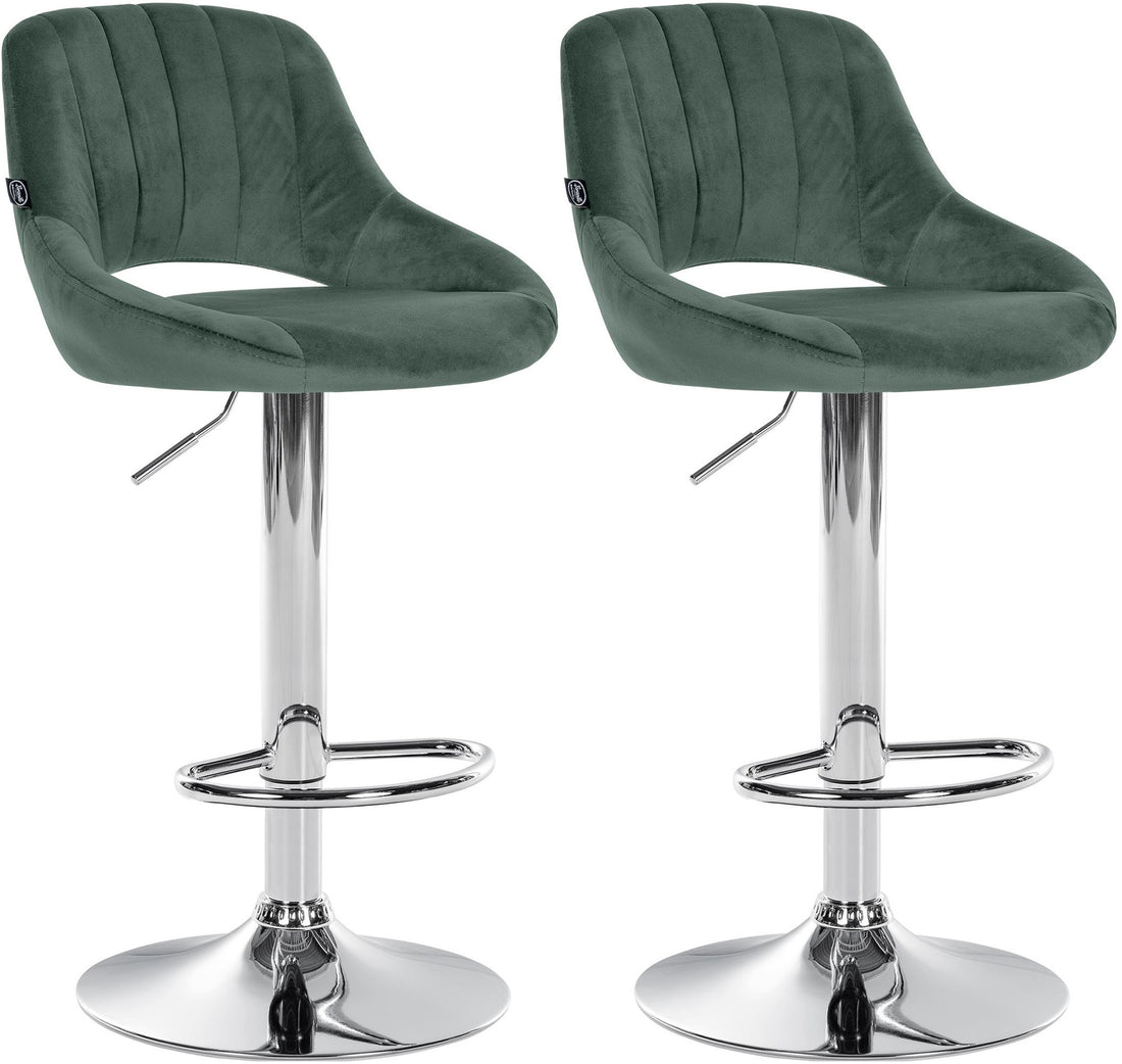 Set van 2 Moderne Fluwelen Barkrukken - Velvet - Verstelbare Hoogte, 360° Draaifunctie Kleur groen