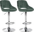 Set van 2 Moderne Fluwelen Barkrukken - Velvet - Verstelbare Hoogte, 360° Draaifunctie Kleur groen