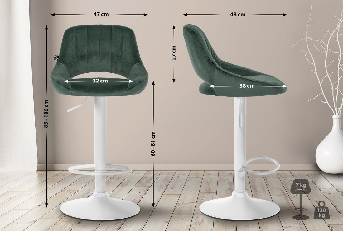 2-delige set Moderne Barkrukken - Fluwelen Zitting, 360° draaifunctie Kleur groen