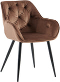 Eetkamerstoel Fluweel - Comfortabele Zitting - Moderne Flair, Vloerbeschermers Kleur bruin