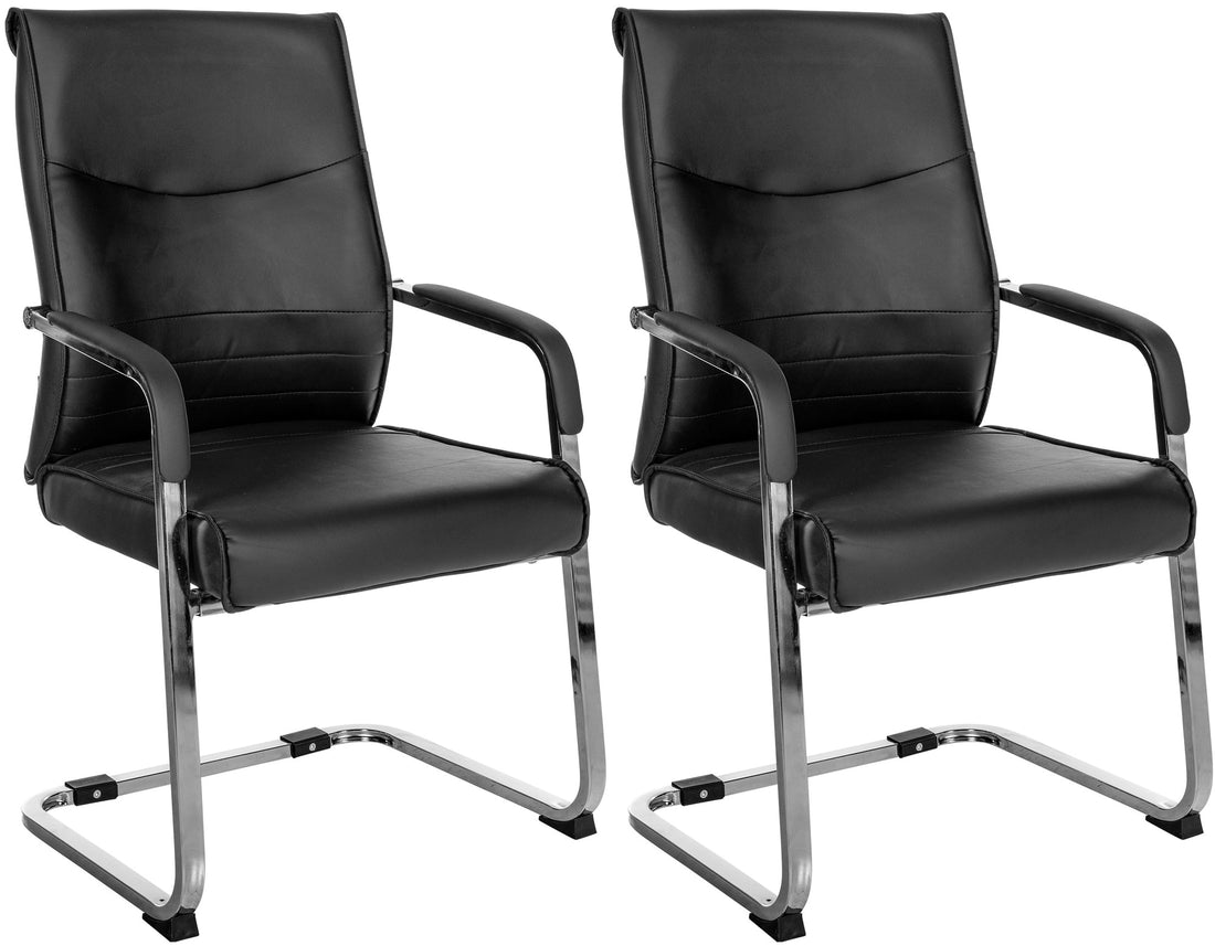 2-delige set Bezoekersstoelen - Gaststoelen - Elegant en Comfortabel Design Kleur zwart Materiaal kunstleer