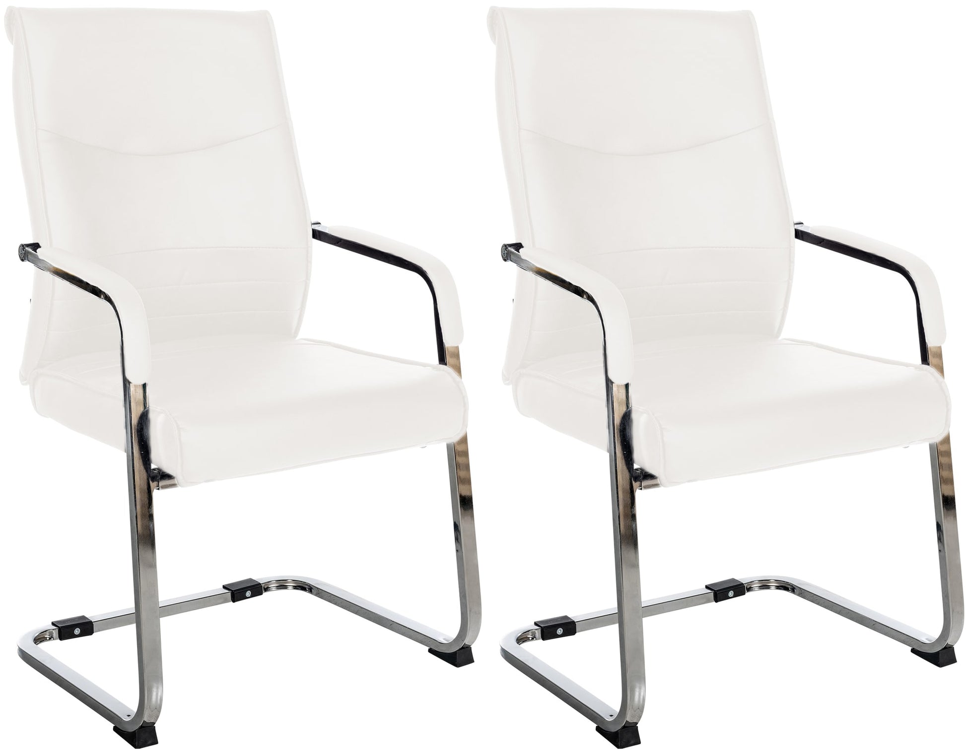 2-delige set Bezoekersstoelen - Gaststoelen - Elegant en Comfortabel Design Kleur wit Materiaal kunstleer