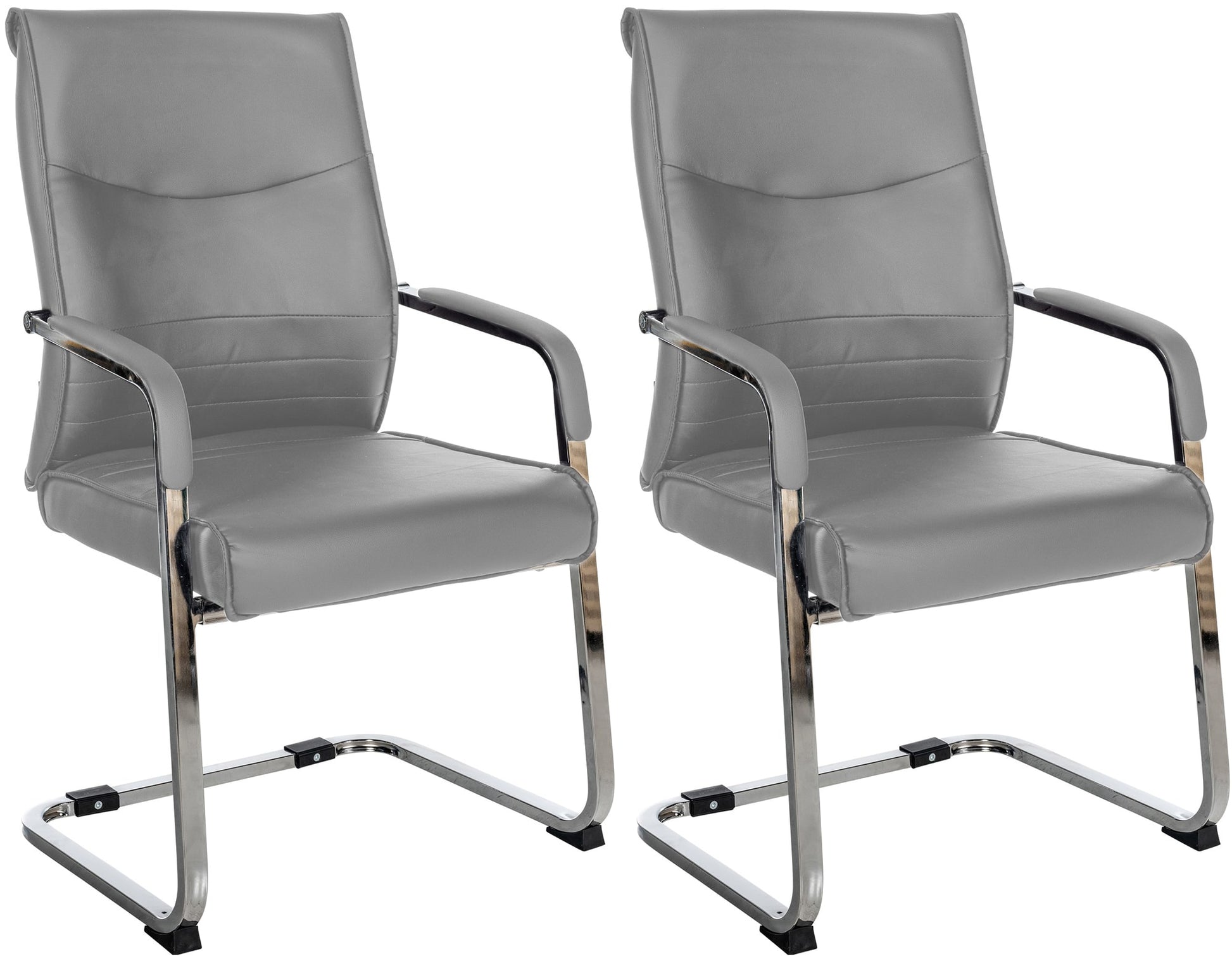 2-delige set Bezoekersstoelen - Gaststoelen - Elegant en Comfortabel Design Kleur grijs Materiaal kunstleer
