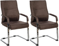 2-delige set Bezoekersstoelen - Gaststoelen - Elegant en Comfortabel Design Kleur bruin Materiaal Stof
