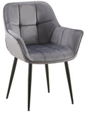 Fluwelen Eetkamerstoel - Velvet - Ergonomisch Design, Modern Comfort en Stevigheid Kleur donkergrijs