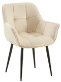 Fluwelen Eetkamerstoel - Velvet - Ergonomisch Design, Modern Comfort en Stevigheid Kleur crème