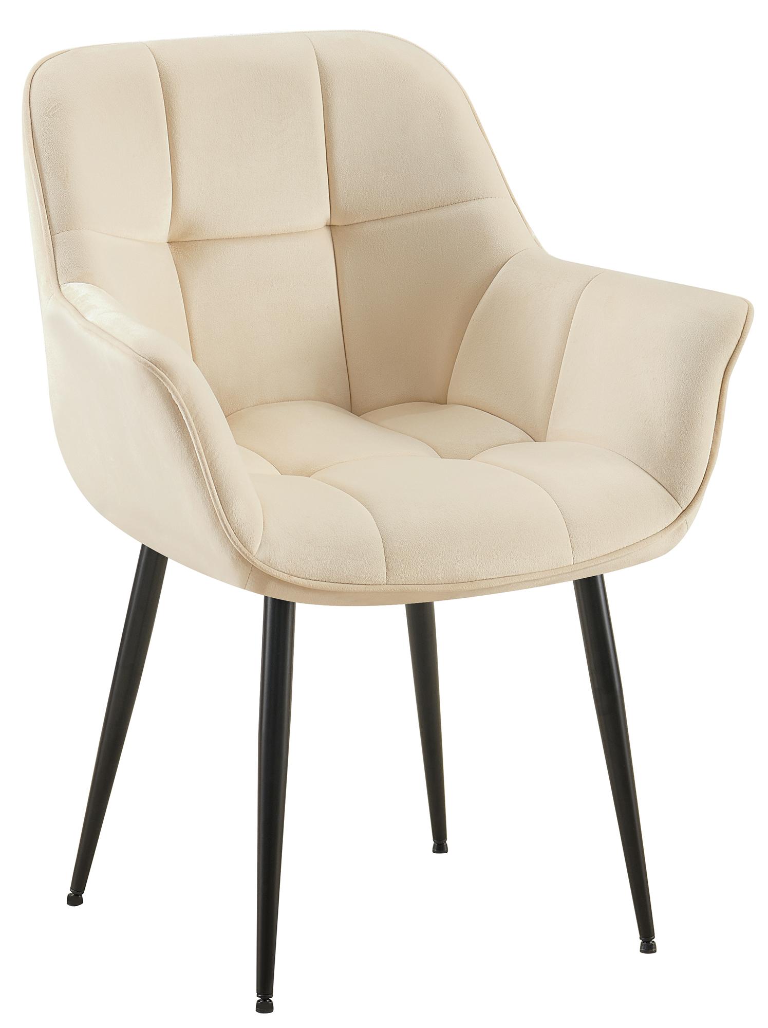 Fluwelen Eetkamerstoel - Velvet - Ergonomisch Design, Modern Comfort en Stevigheid Kleur crème