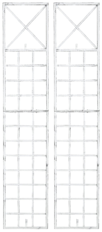 2-delige Set Klimrek - Tuinrooster - Handgemaakt & Stabiel Design Kleur antiek wit