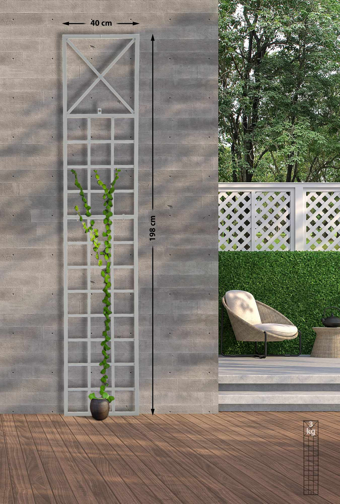 Klimrek Set van 2 - Plantensteun - Eenvoudige Muurmontage, Handgemaakt Ijzer Kleur wit