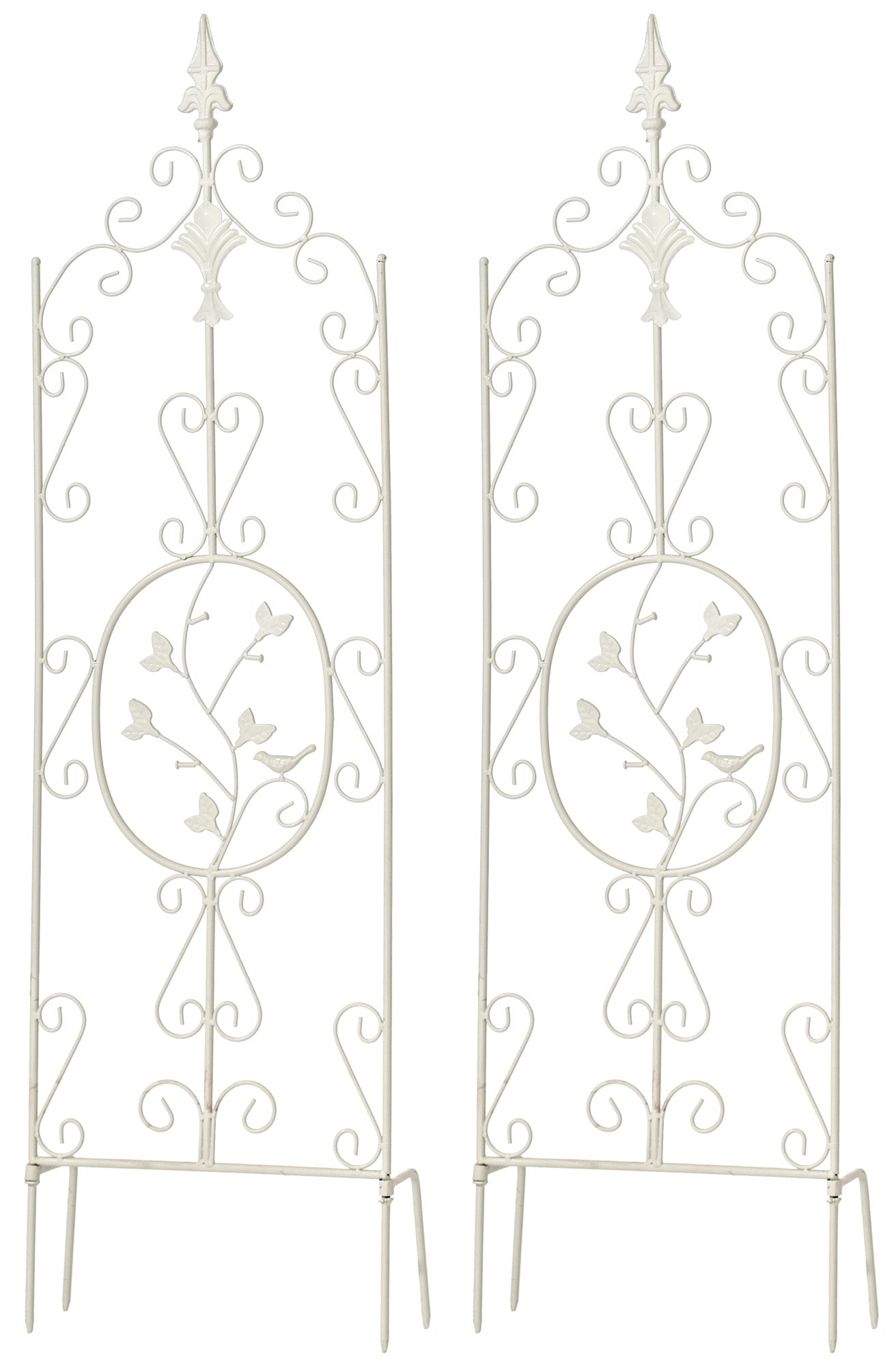 2-delige set Klimhekken - Trellissen - Handgemaakt Ijzer, Robuust & Antieke Patina Kleur wit