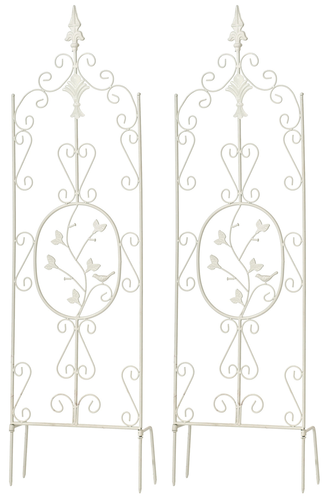 2-delige set Klimhekken - Trellissen - Handgemaakt Ijzer, Robuust & Antieke Patina Kleur wit