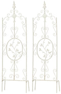 2-delige set Klimhekken - Trellissen - Handgemaakt Ijzer, Robuust & Antieke Patina Kleur wit