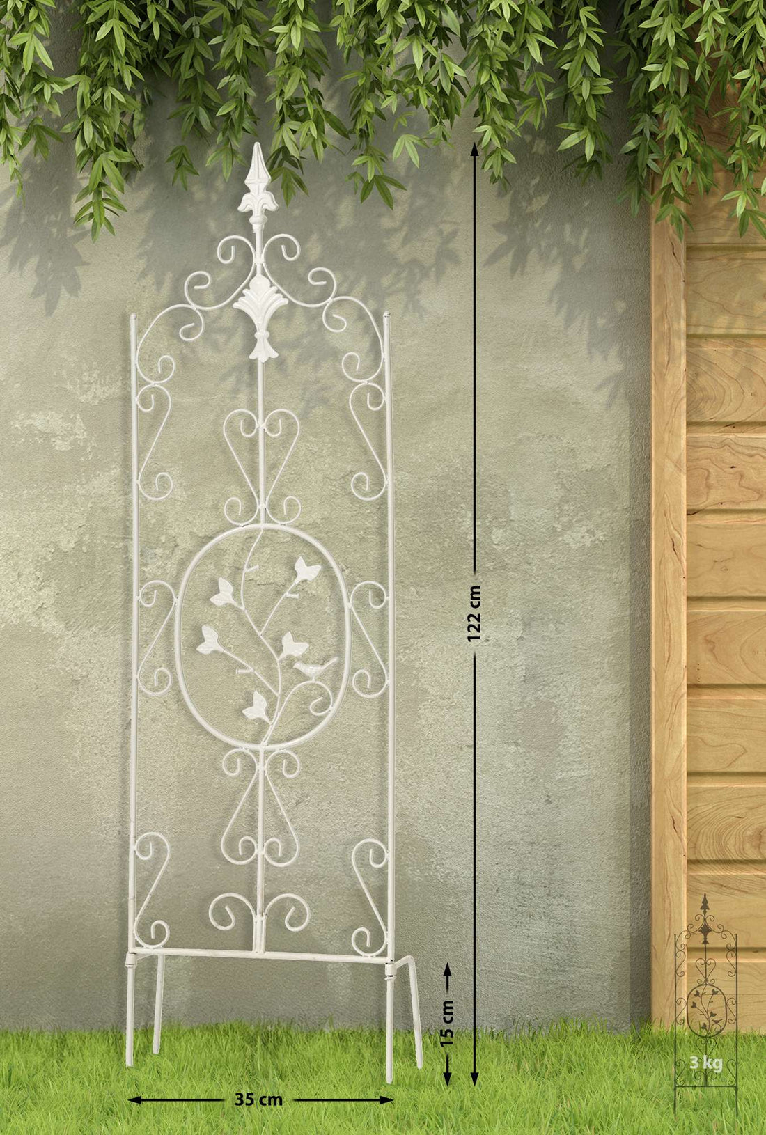 2-delige set Klimhekken - Trellissen - Handgemaakt Ijzer, Robuust & Antieke Patina Kleur wit