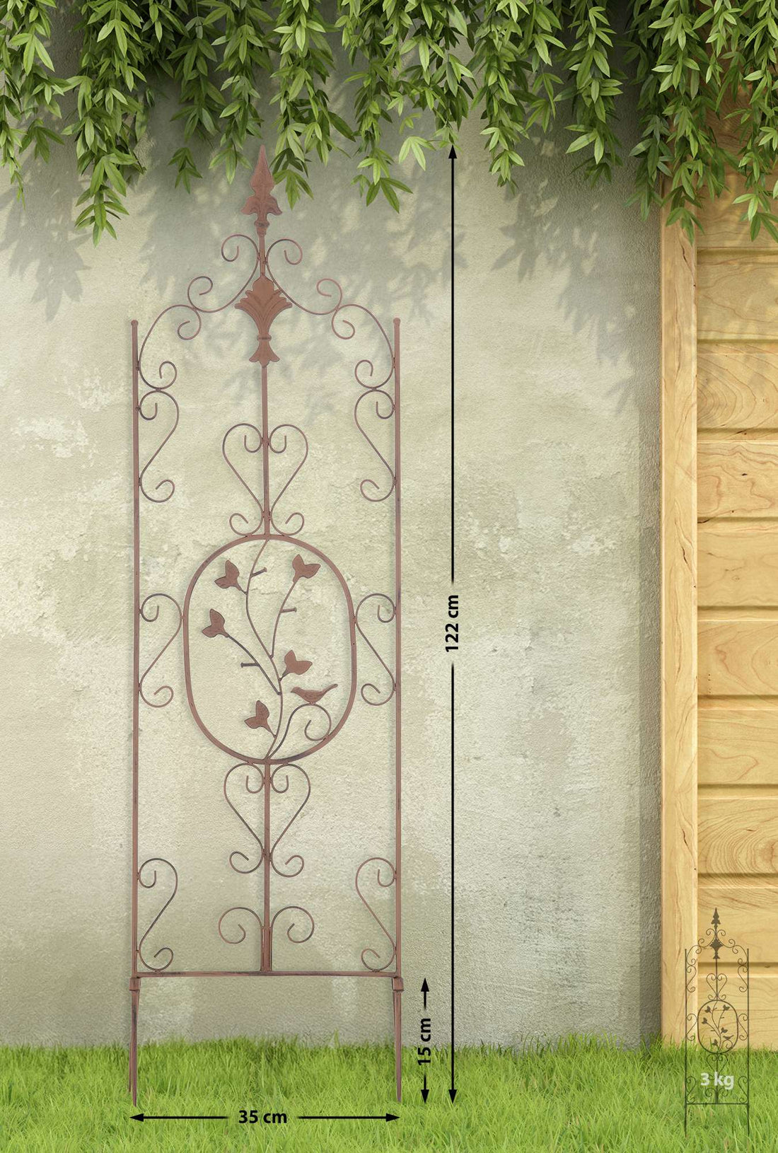 Set van 2 Klimhekken - Tuinrekken - Handgemaakte Sterke IJzeren Structuur met Vintage Uiterlijk Kleur antiek bruin