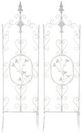 2-delige Klimrek Set - Tuin Obelisk - Handgemaakt IJzer - Antieke Patina Kleur antiek wit