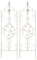 2-delige Klimrek Set - Tuin Obelisk - Handgemaakt IJzer - Antieke Patina Kleur antiek-creme