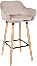 Barkruk met Zachte Bekleding - Hoge Kruk - Ergonomisch Comfort stoel, Beukenhouten Onderstel Kleur crème