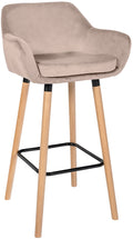 Barkruk met Zachte Bekleding - Hoge Kruk - Ergonomisch Comfort stoel, Beukenhouten Onderstel Kleur lichtgrijs