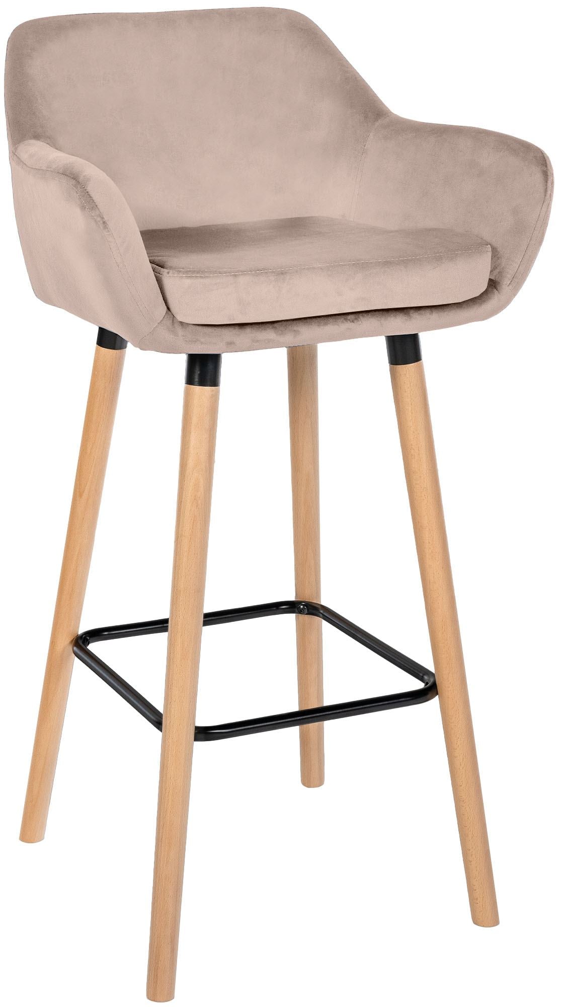 Barkruk met Zachte Bekleding - Hoge Kruk - Ergonomisch Comfort stoel, Beukenhouten Onderstel Kleur lichtgrijs