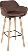 Barkruk met Zachte Bekleding - Hoge Kruk - Ergonomisch Comfort stoel, Beukenhouten Onderstel Kleur koffie