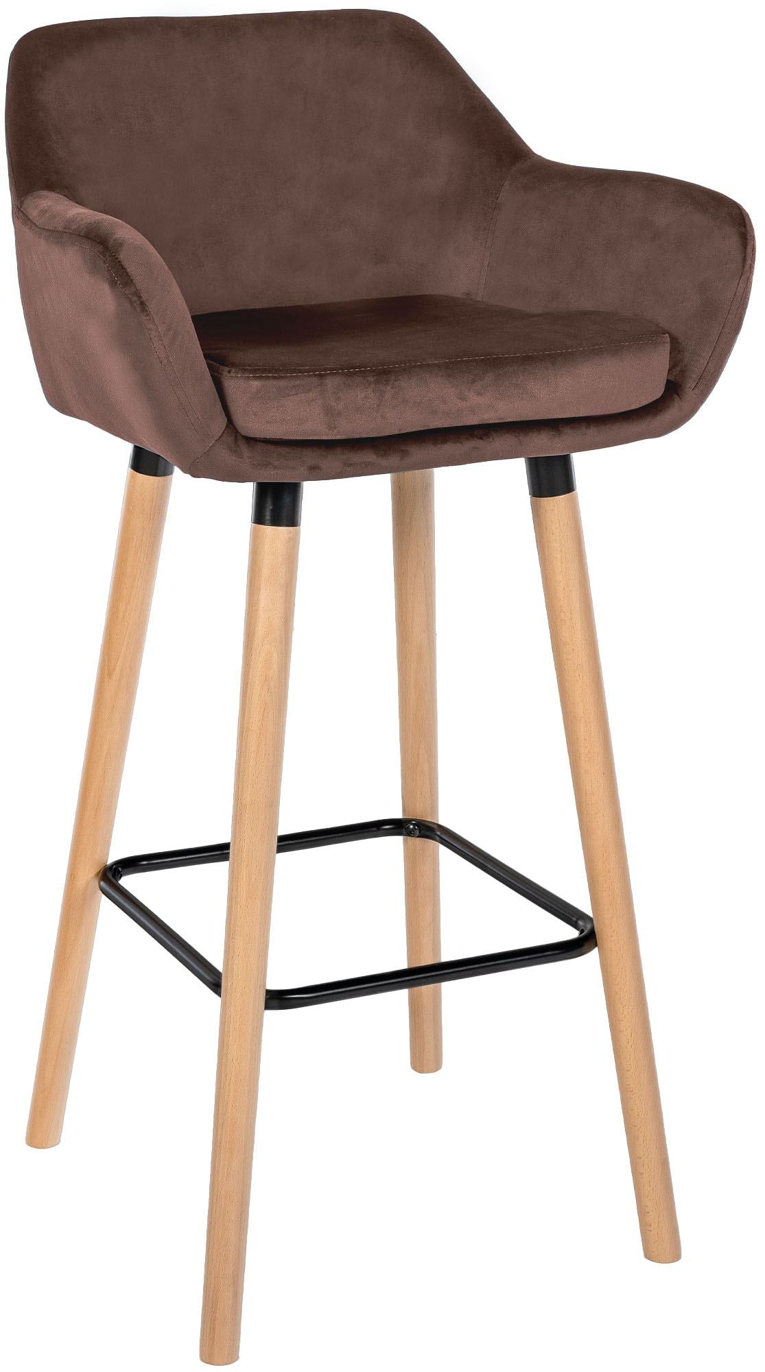 Barkruk met Zachte Bekleding - Hoge Kruk - Ergonomisch Comfort stoel, Beukenhouten Onderstel Kleur koffie