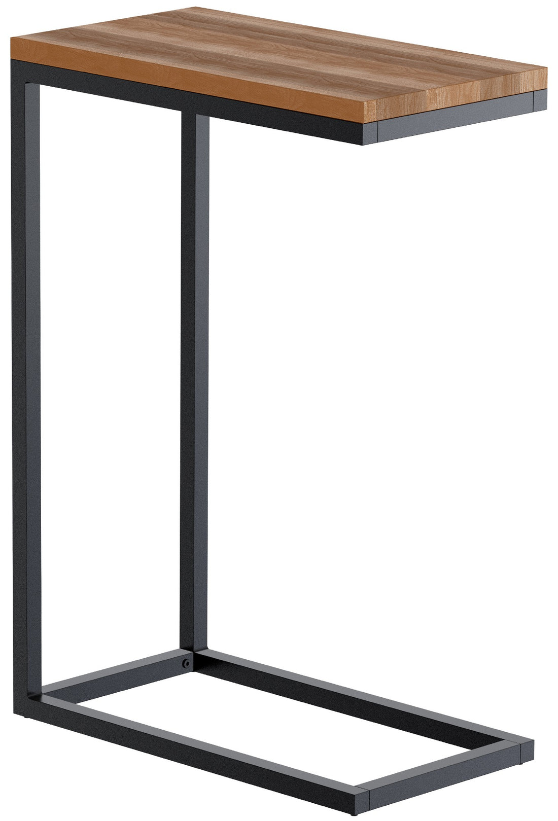 Bijzettafel, Salontafel - Robuust Design - Massief Eikenhout & Matzwart Metaal Maat 46x25x67 cm