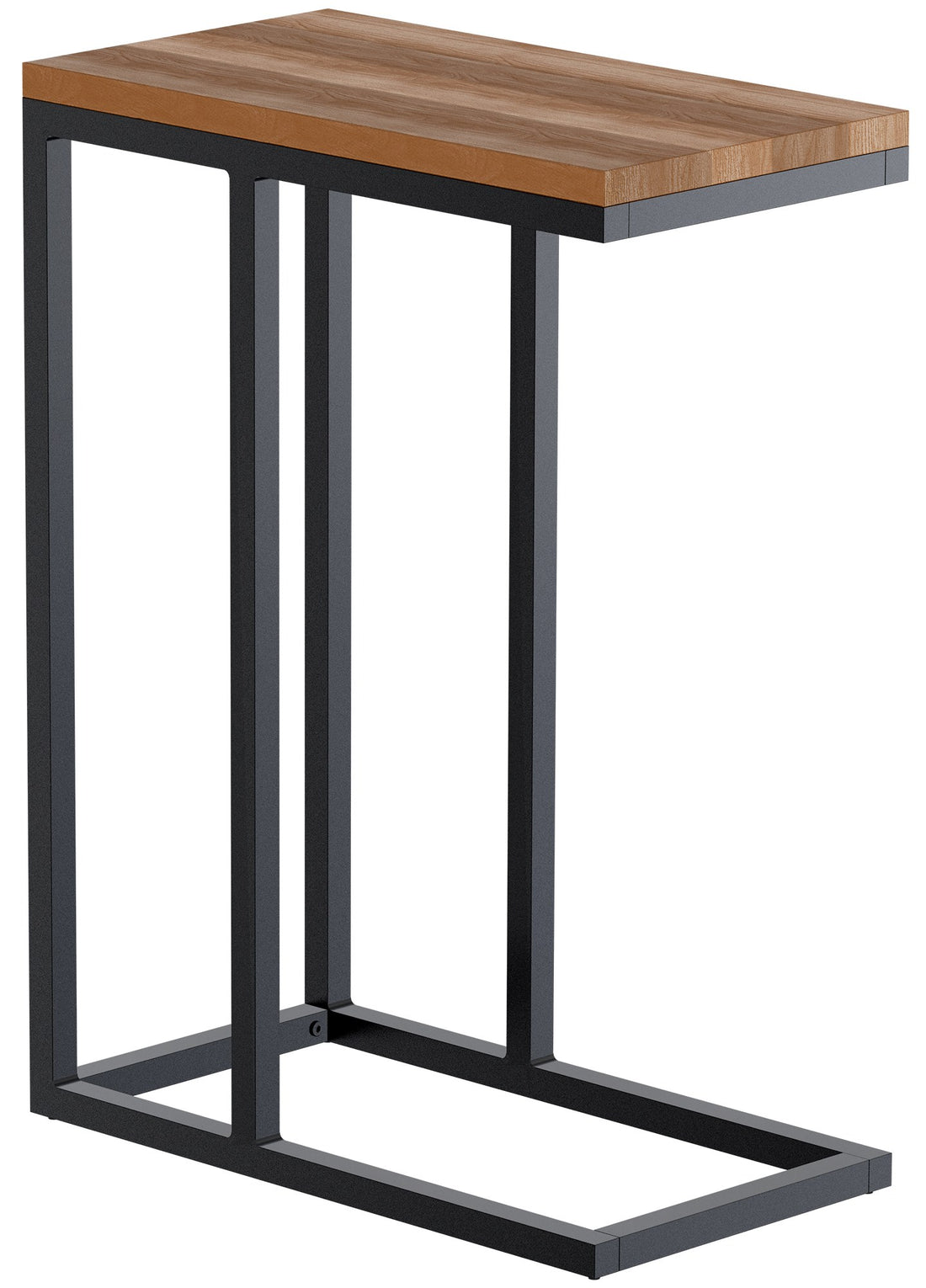 Bijzettafel, Salontafel - Robuust Design - Massief Eikenhout & Matzwart Metaal Maat 46x25x67 cm