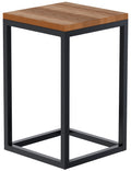 Bijzettafel, Salontafel - Robuust Design - Massief Eikenhout & Matzwart Metaal Maat 30x30x50 cm