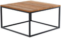 Bijzettafel, Salontafel - Robuust Design - Massief Eikenhout & Matzwart Metaal Maat 80x80x45 cm