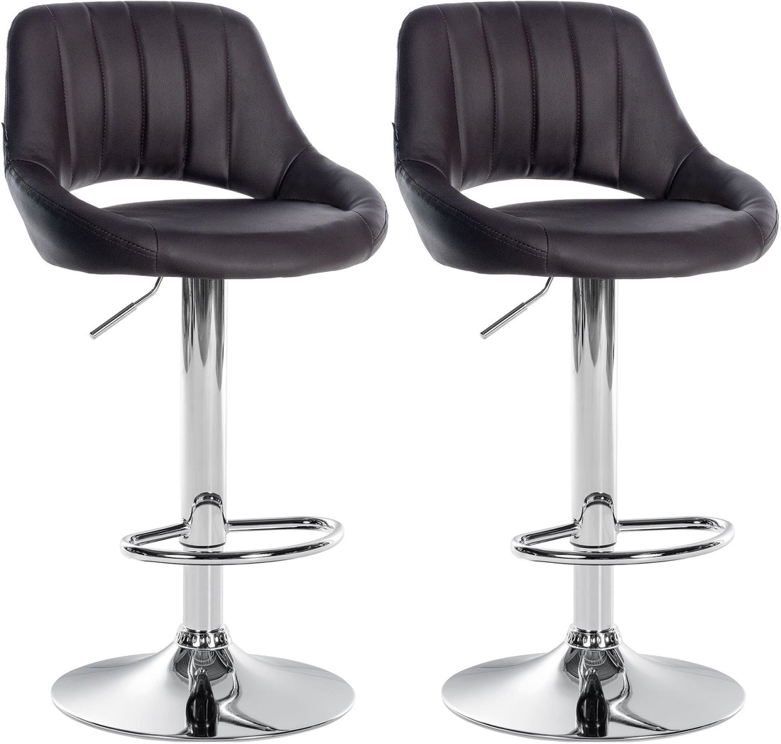 Set van 2 Barkrukken - Barstoelen - 360° Draaibare Zitting Kleur bruin