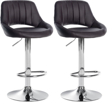Set van 2 Barkrukken - Barstoelen - 360° Draaibare Zitting Kleur bruin