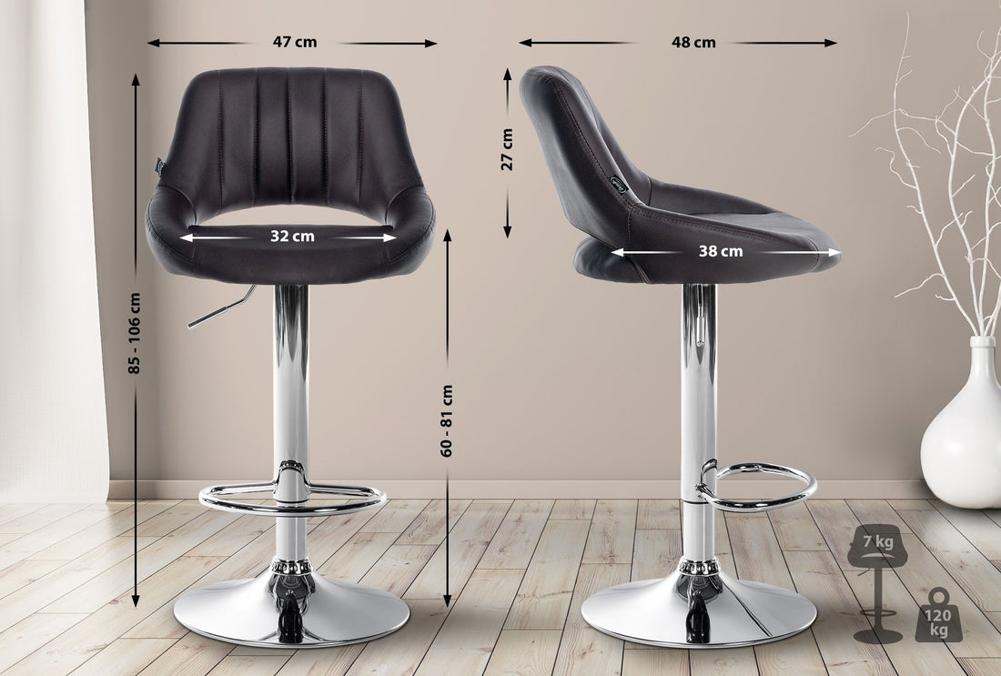 Set van 2 Barkrukken - Barstoelen - 360° Draaibare Zitting Kleur bruin