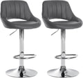 Set van 2 Verstelbare Barkrukken - Kunstlederen Stoelen - 360° Draaiend Kleur grijs Materiaal onderstel Metaal in chroomlook