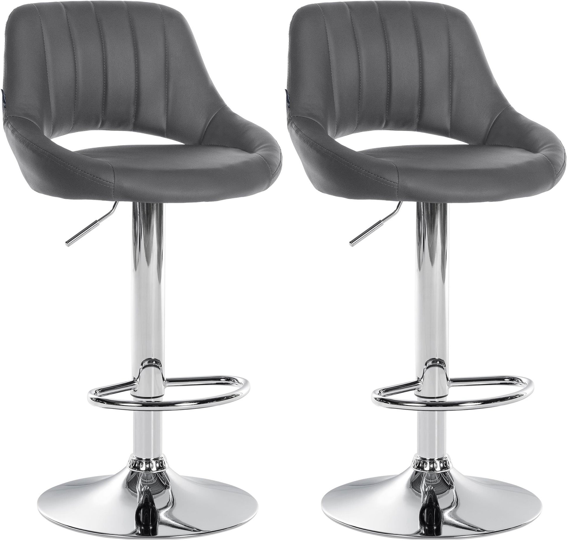 Set van 2 Verstelbare Barkrukken - Kunstlederen Stoelen - 360° Draaiend Kleur grijs Materiaal onderstel Metaal in chroomlook