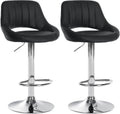 Set van 2 Verstelbare Barkrukken - Kunstlederen Stoelen - 360° Draaiend Kleur zwart Materiaal onderstel Metaal in chroomlook