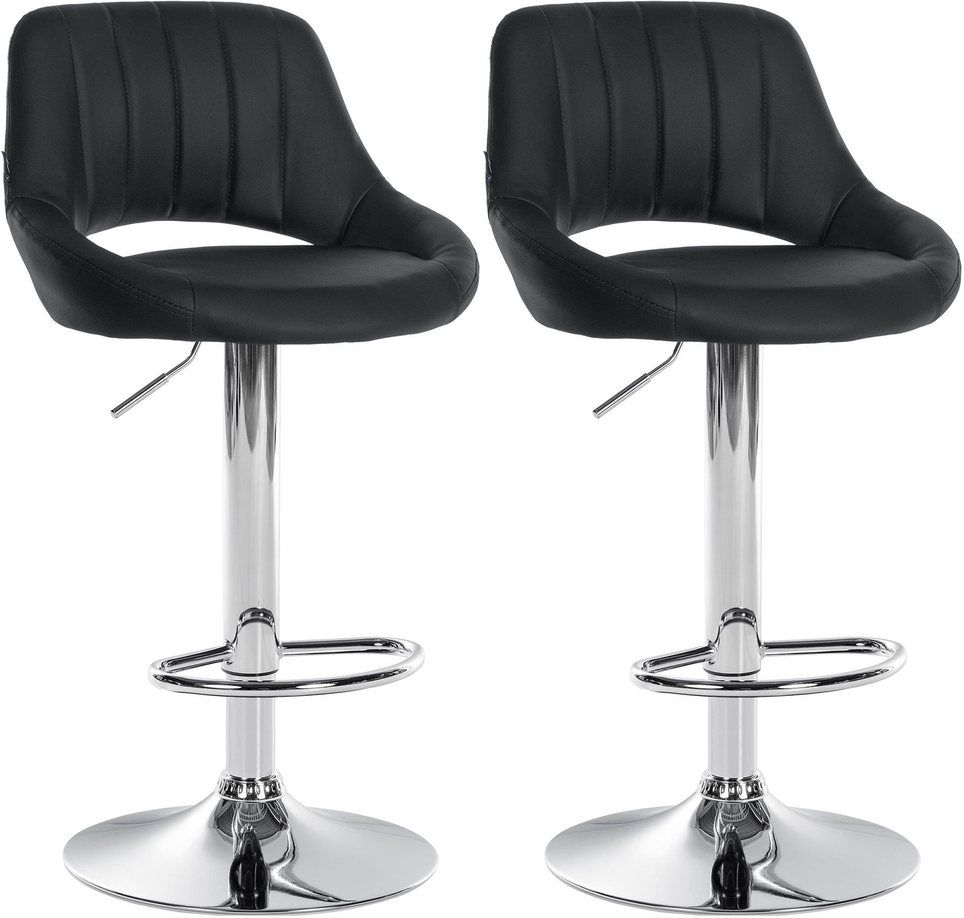 Set van 2 Verstelbare Barkrukken - Kunstlederen Stoelen - 360° Draaiend Kleur zwart Materiaal onderstel Metaal in chroomlook