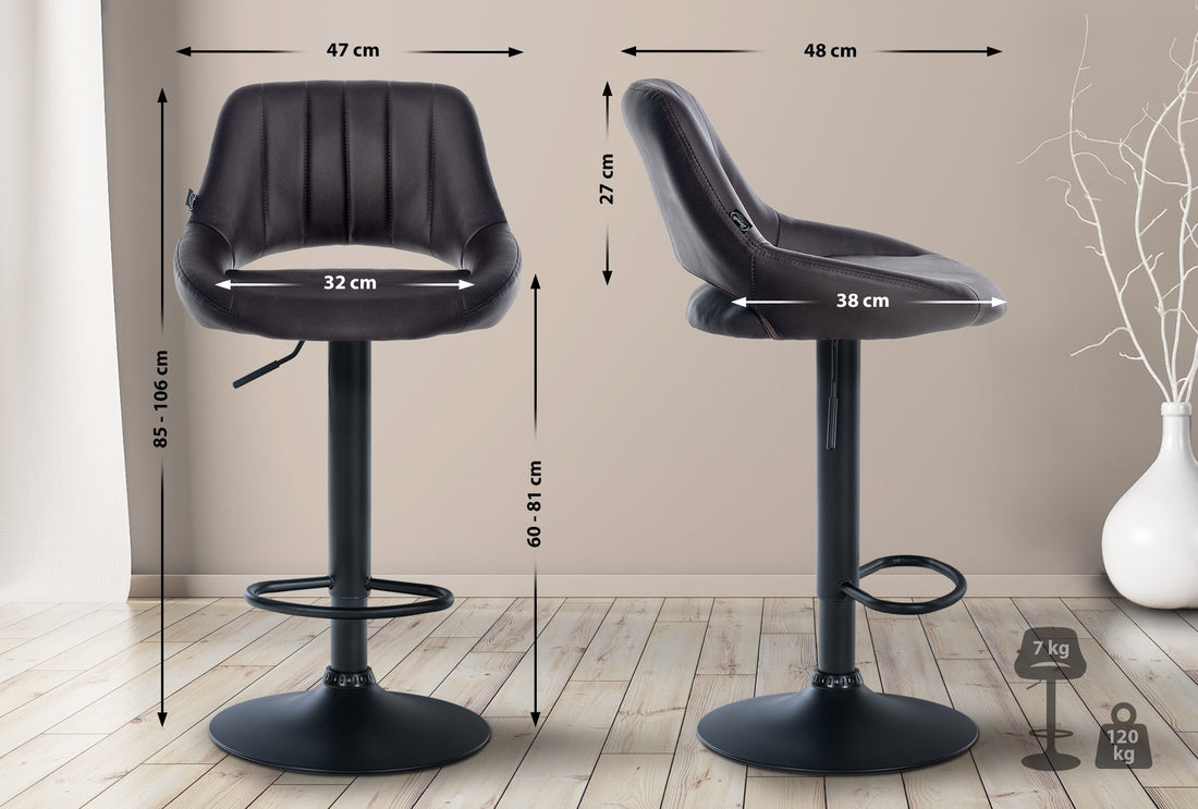 Set van 2 Barkrukken Kunstleer - In Hoogte Verstelbaar - 360° Draaibaar Kleur bruin