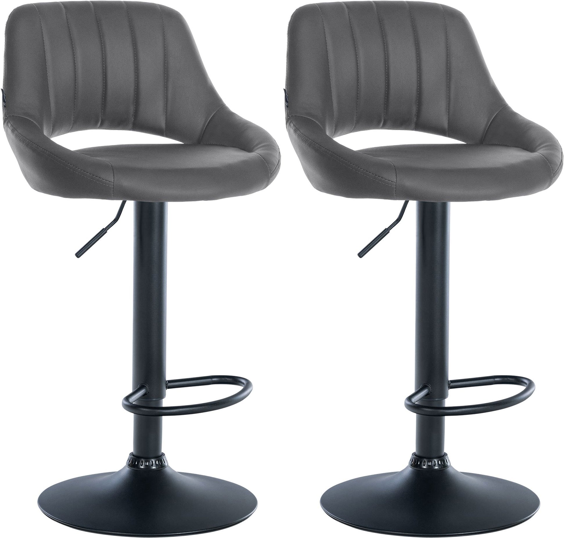 Set van 2 Verstelbare Barkrukken - Kunstlederen Stoelen - 360° Draaiend Kleur grijs Materiaal onderstel Metaal matzwart