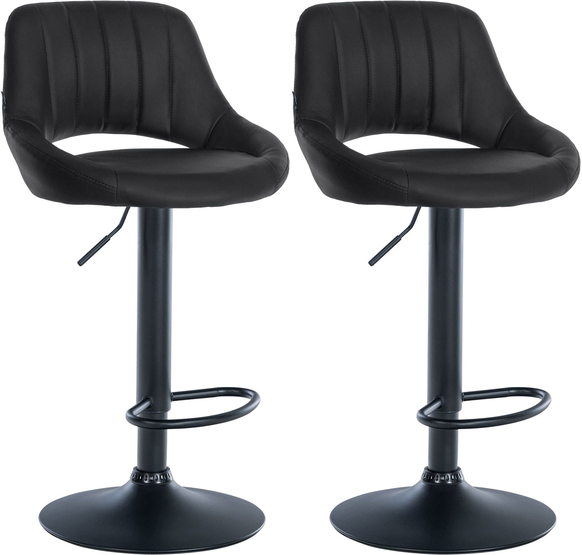 Set van 2 Verstelbare Barkrukken - Kunstlederen Stoelen - 360° Draaiend Kleur zwart Materiaal onderstel Metaal matzwart
