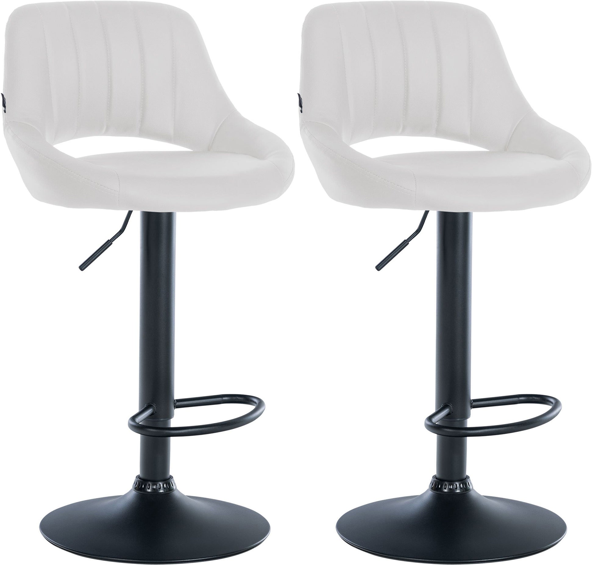 Set van 2 Verstelbare Barkrukken - Kunstlederen Stoelen - 360° Draaiend Kleur wit Materiaal onderstel Metaal matzwart