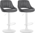 Set van 2 Verstelbare Barkrukken - Kunstlederen Stoelen - 360° Draaiend Kleur grijs Materiaal onderstel Metaal mat wit