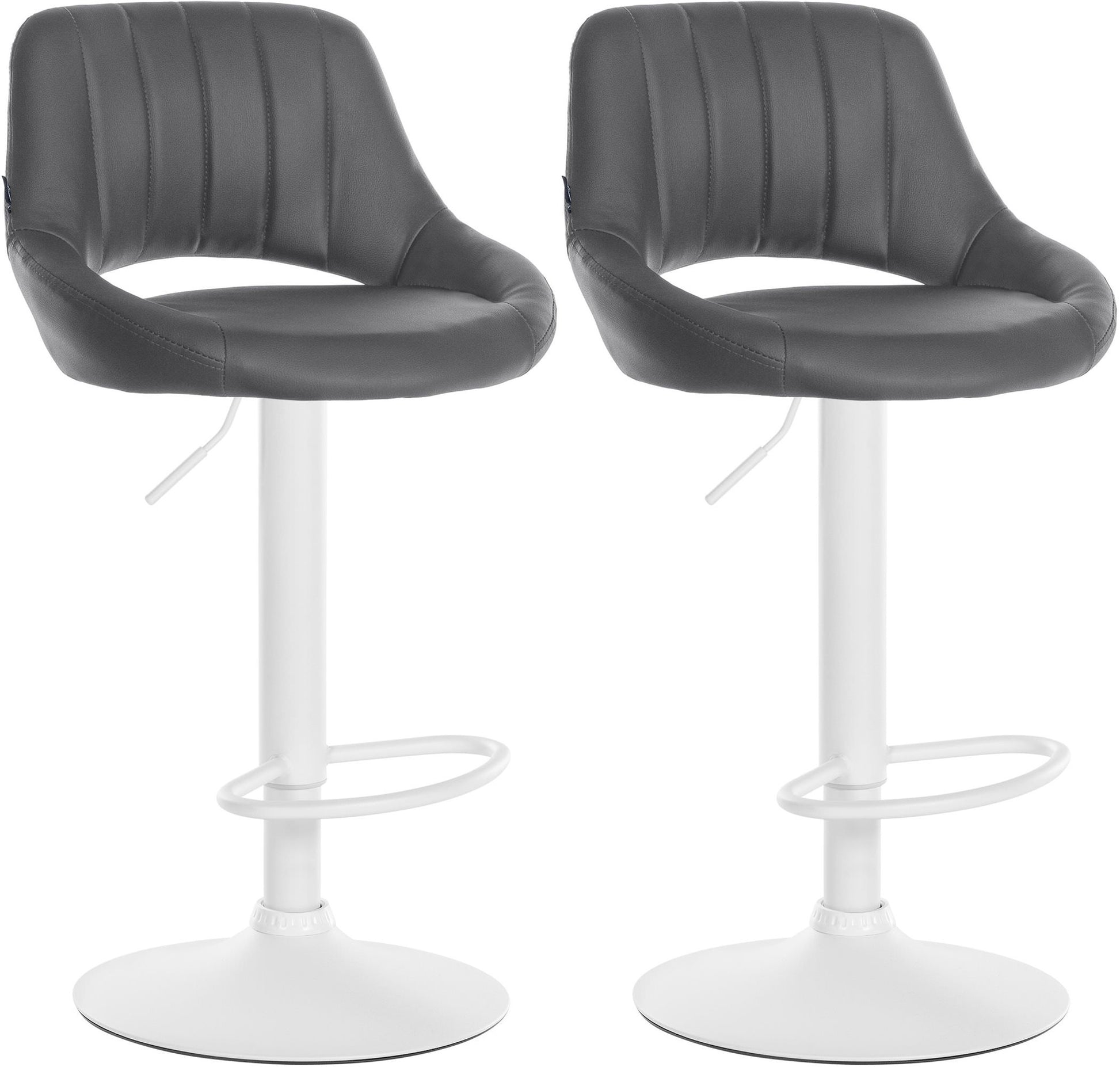 Set van 2 Verstelbare Barkrukken - Kunstlederen Stoelen - 360° Draaiend Kleur grijs Materiaal onderstel Metaal mat wit