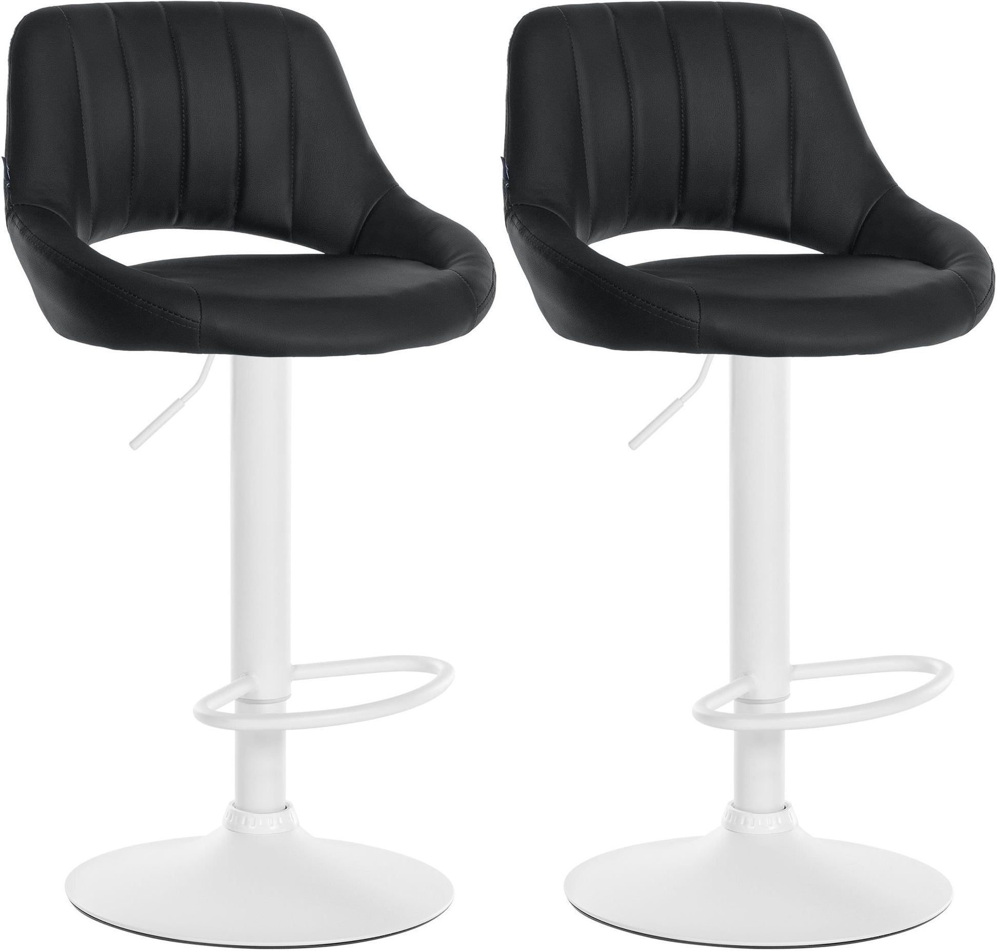 Set van 2 Verstelbare Barkrukken - Kunstlederen Stoelen - 360° Draaiend Kleur zwart Materiaal onderstel Metaal mat wit