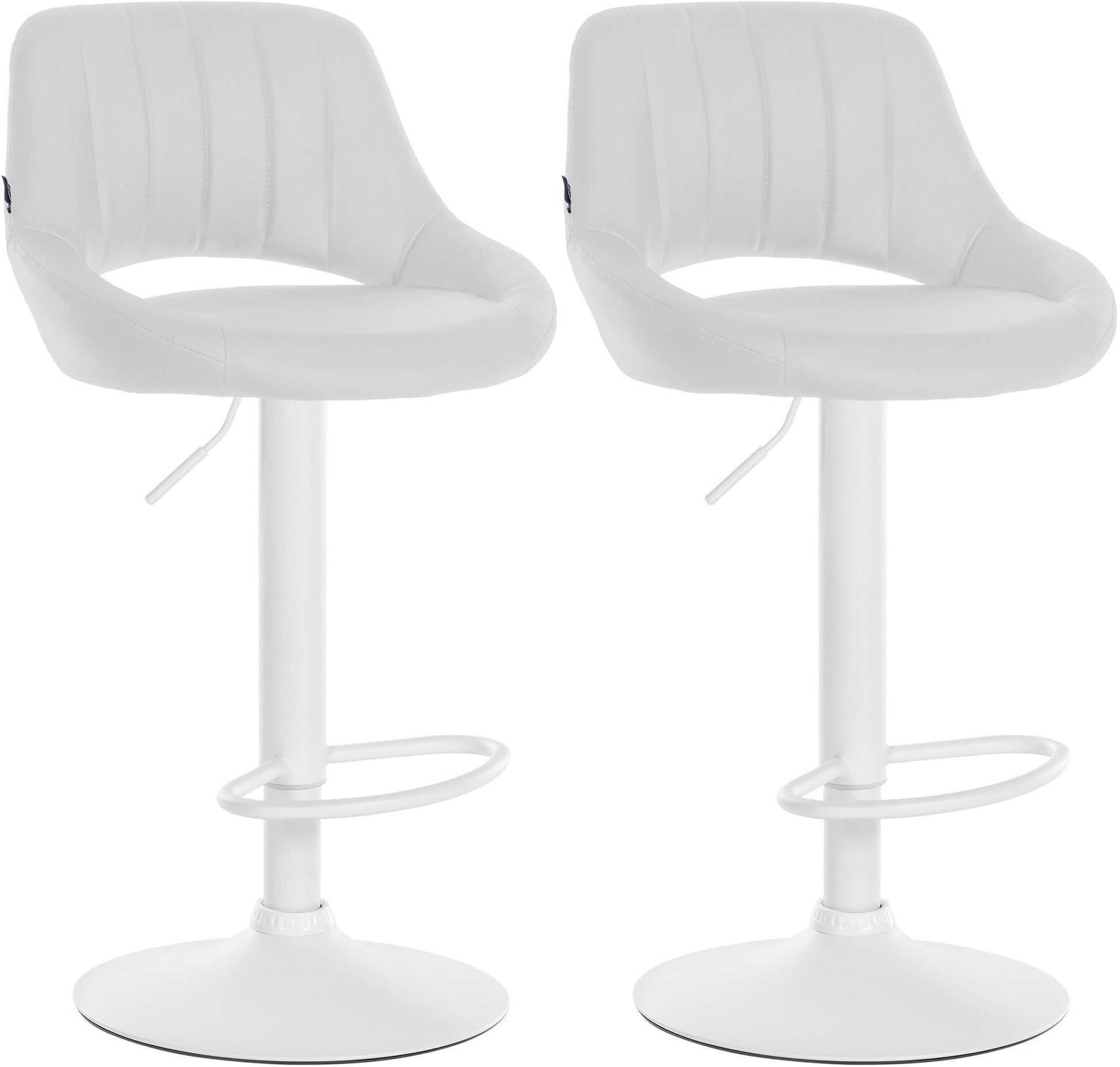 Set van 2 Verstelbare Barkrukken - Kunstlederen Stoelen - 360° Draaiend Kleur wit Materiaal onderstel Metaal mat wit