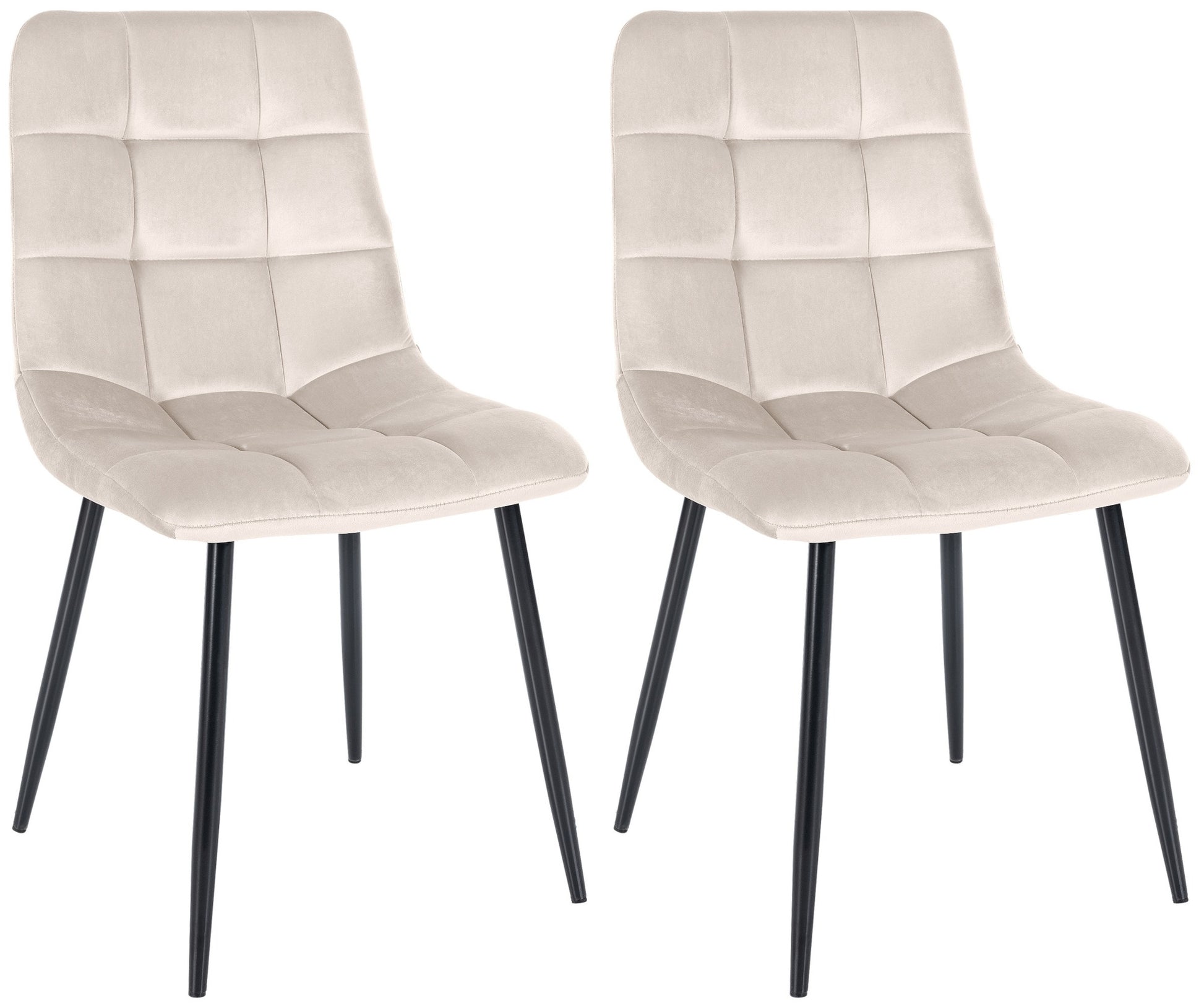 2-delige set Eetkamerstoelen - Keukenstoelen - Onderhoudsvriendelijk ontwerp Kleur crème Materiaal zacht